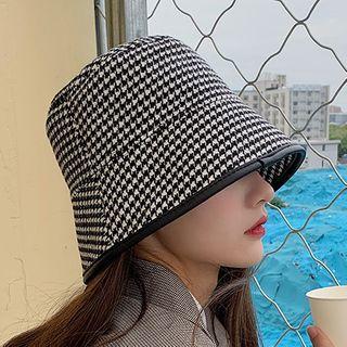 Houndstooth Bucket Hat Black & White - One Size
