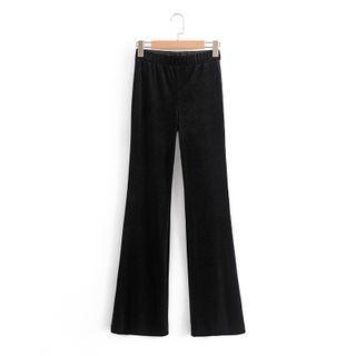 High-waist Velvet Boot-cut Pants