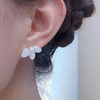 Camellia Stud Earring 1 Pair - White - One Size