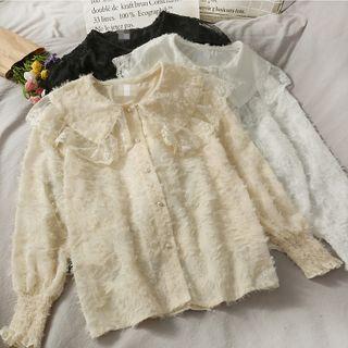 Peter Pan-collar Fringed Loose Blouse