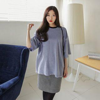 Elbow-sleeve Velvet T-shirt