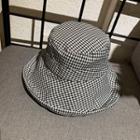 Plaid Boater Hat Black & White - One Size
