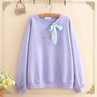 Bow-detail Floral Embroidered Sweatshirt