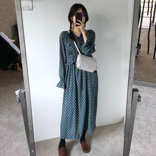 Bell Sleeve Floral Print Ruffled Dress As Shown In Figure - One Size