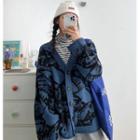 V-neck Print Button-up Knit Cardigan