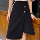 Irregular Buttoned A-line Skirt