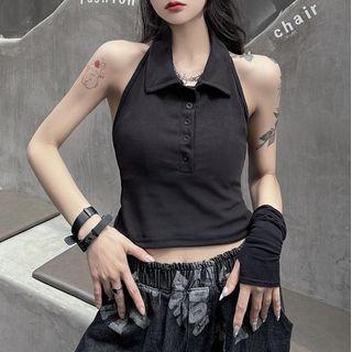 Polo Collar Halter Tank Top