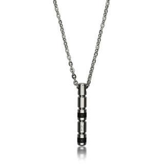 Pipe Shaped Pendant With Necklace (ip Black) Ip Black- One Size