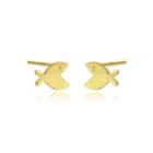 Sterling Silver Plated Gold Simple Cute Fish Stud Earrings Golden - One Size
