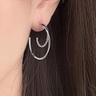 Alloy Layered Open Hoop Earring 1 Pair - Silver - One Size