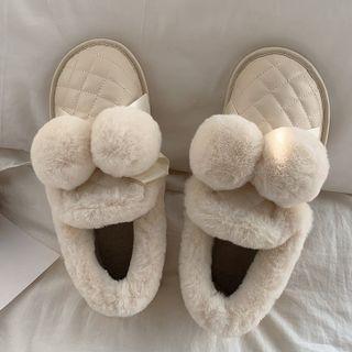 Pom Pom Accent Quilted Ankle Snow Boots