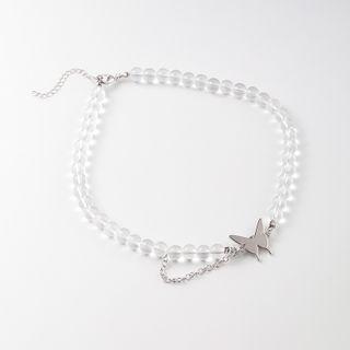 Beaded Butterfly Necklace As Shown In Figure - One Size