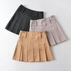 Pinstriped Pleated Mini A-line Skirt