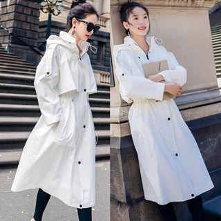 Hooded Drawstring Trench Coat