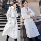 Hooded Drawstring Trench Coat