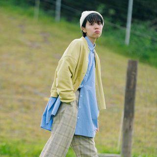 Buttoned Plain Baseball Jacket