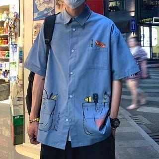Pocket-front Printed Short-sleeve Tee