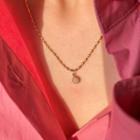Faux Gemstone Bead Pendant Alloy Necklace 1 Pc - Necklace - Gold - One Size
