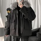 Furry-neck Plain Jacket