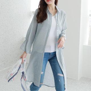 Wide-cuff Textured Shirtdress
