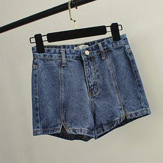 Slit-front Denim Shorts