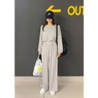 Drawcord Top & Wide Pants Lounge Set