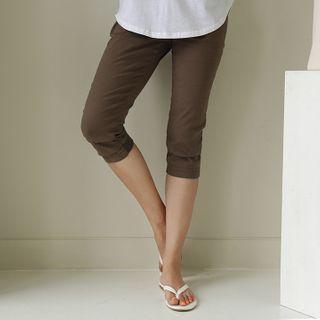 Linen Blend Slim-fit Capri Pants