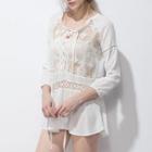 Cover-up Cutout Panel Lace Top