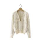 Argyle Print Knit Top Argyle Print - Beige - S