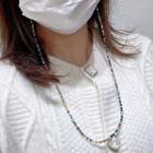 Faux Crystal Surgical Mask / Eyeglasses Retainer Blue & Yellow & Red - One Size