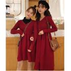 Long-sleeve V-neck Mini Knit Dress / Long-sleeve V-neck Midi Knit Dress