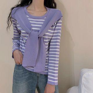 Mock Two Piece Striped Knit Top