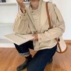 Drawstring-hem Flap-pocket Zip Jacket