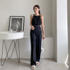 Chain-trim Halter Top & Pants Set