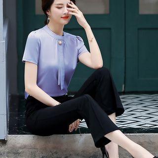 Short-sleeve Blouse / Dress Pants / Mini Pencil Skirt / Set