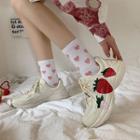 Strawberry Print Platform Lace-up Sneakers