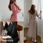 Wrap-front Tie-waist Long Dress