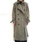Plaid Trench Coat As Shown In Figure - One Size