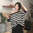 Stripe Short-sleeve Knit Sweater