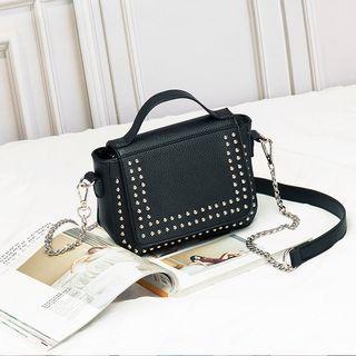 Studded Flap Chain Strap Satchel