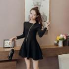 Zip Detail Long-sleeve A-line Knit Dress