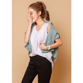 Sleeveless Slit-hem Cotton Top