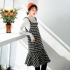 Checked Knitted Pinafore Dress