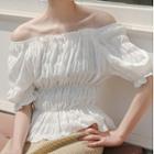 Frilled Trim Ruched Cropped Top