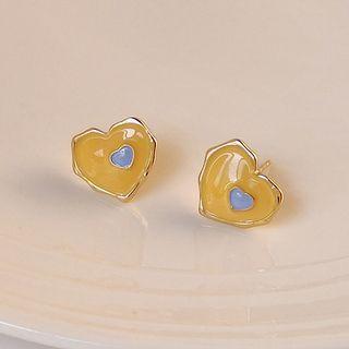 Sterling Silver Heart Stud Earring 1580 - 1 Pr - Yellow - One Size