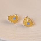 Sterling Silver Heart Stud Earring 1580 - 1 Pr - Yellow - One Size