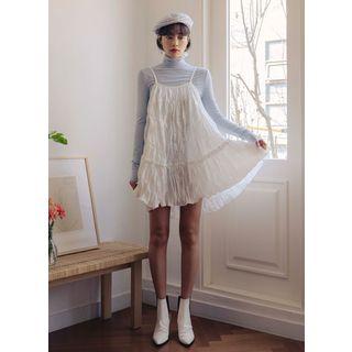 Spaghetti-strap Crinkled Minidress
