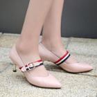 Genuine-leather Pointy-toe Low-heel Pumps