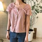 Cap-sleeve Frill Trim Blouse