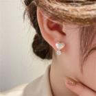 Heart Faux Pearl Rhinestone Alloy Dangle Earring 1 Pair - White - One Size